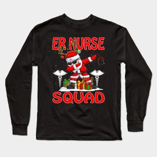 Christmas Er Nurse Squad Reindeer Pajama Dabing Santa Long Sleeve T-Shirt